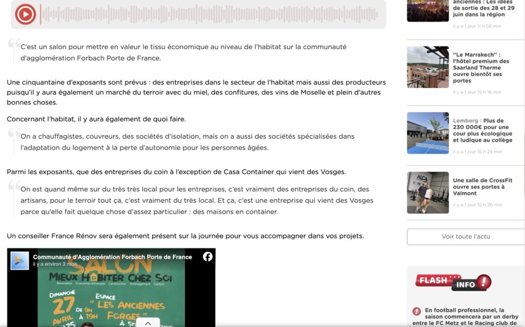 Article Salon Forbach Radio Melodie