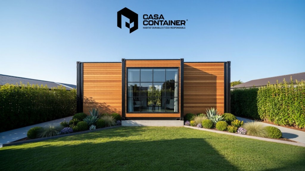 Logement Container Moderne En Bois Avec Grande Baie Vitrée